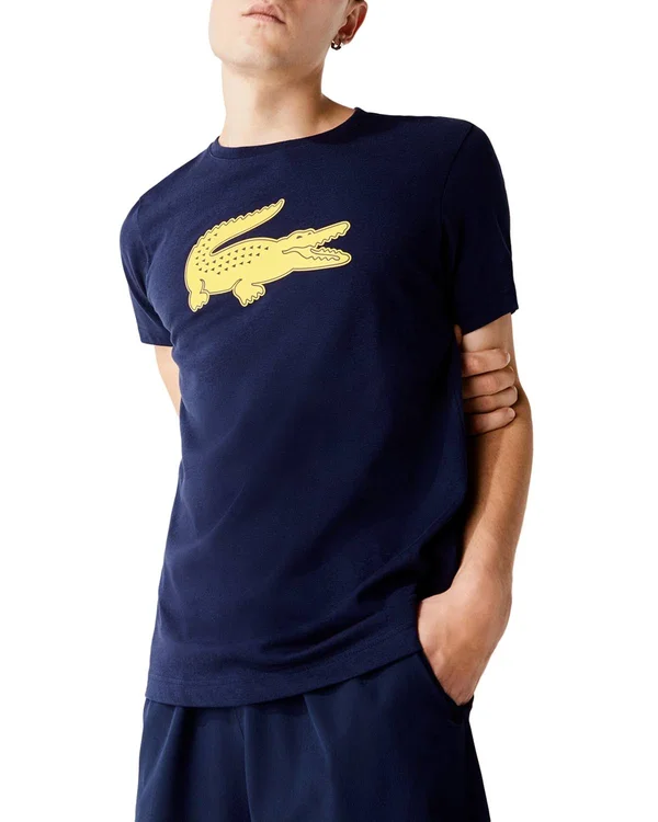 Lacoste Men Sport 3D Print Crocodile Jersey T-Shirt Blue XXL