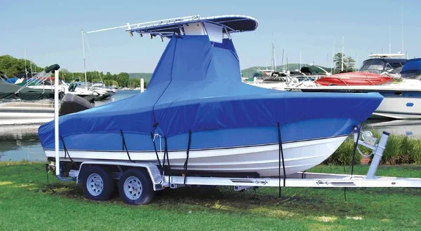 Taylor Made T-Top Boat Covers with Bow Rail - Hot Shot Acrylic Coat Polyester Fabric - 18&5x22 to 19&4x22 - Black 74201OR
