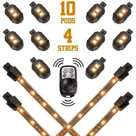 XKGlow XK034002-AB Underglow Remote Control Light Blue LED Rock Light Kit