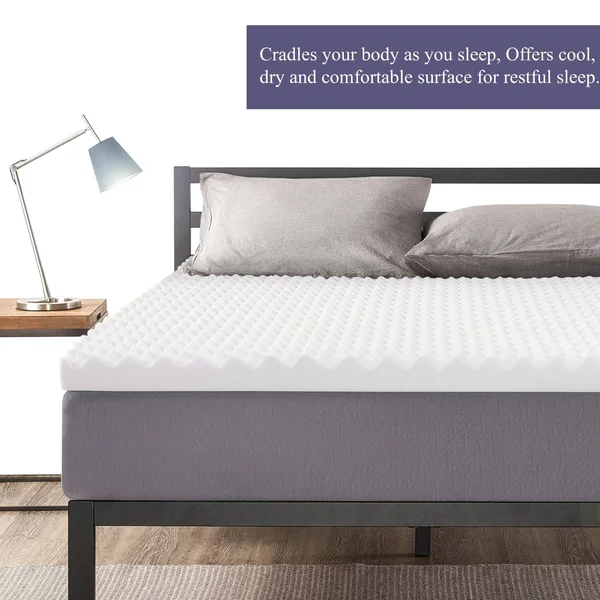 ONATAN High Density Convoluted Egg Shell Breathable Foam Topper - Adds Comfort to Mattress - King - 1 inch