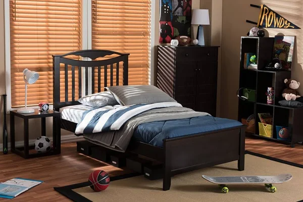 Baxton Studio Seconique Platform Bed, Dark Brown, Twin