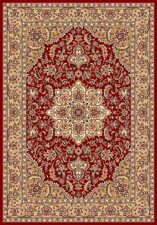 Kas Cambridge 7326 Kashan Medallion 2&2x22 x 7&11x22 Runner Red, Beige Area Rug