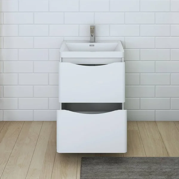 Fresca Tuscany Free Standing Single Sink Bathroom Vanity with Integrated Sink - Glossy White FCB9124WH-I
