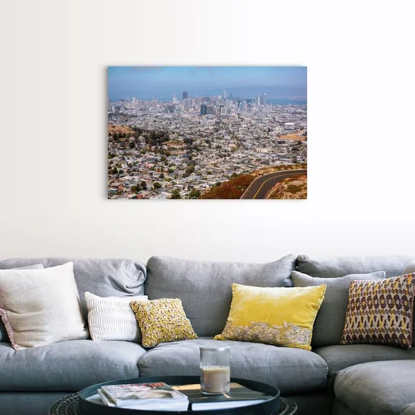 San Francisco City Skyline from Twin Peaks, California, Canvas Wall Art, 48x32, Great Big Canvas