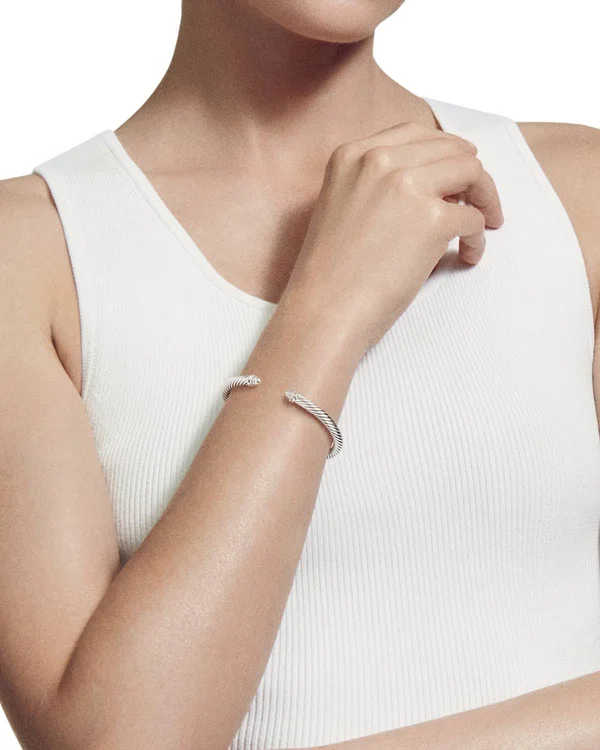 David Yurman Cable Classics Bracelet with Diamonds, 5mm - Silver