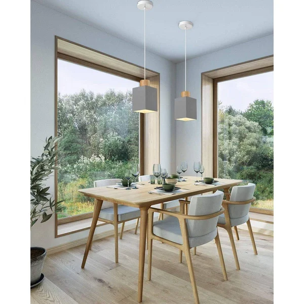 Modern Square Pendant Light with Grey Color Adjustable Pendant Lamp Fixture - Grey PL-1120 - 4.7 x 4.7 x 40.6 inches
