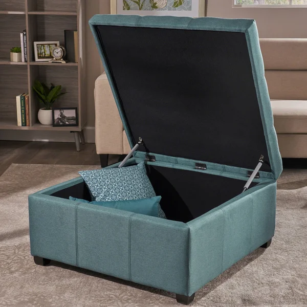 Christopher Knight Home Carlsbad Fabric Storage Ottoman, Dark Blue