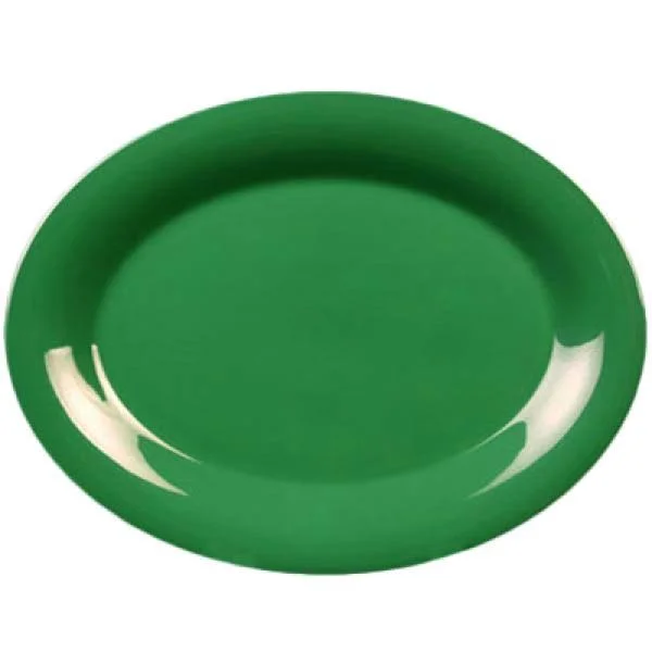 Thunder Group CR213GR 13 1/2x22 x 10 1/2x22 Oval Green Melamine Platter - 12/Pack