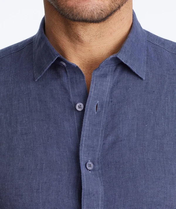 UNTUCKit Araujo Wrinkle Resistant Shirt Men's Long Sleeve Button Up Navy : LG Tall Slim Fit