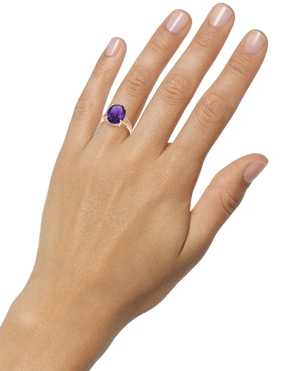 Amethyst (5 Ct. t.w.) and Diamond Accent Oval Ring in 14K Gold (also Available in Mystic Topaz, Blue Topaz, & Prasolite) - B