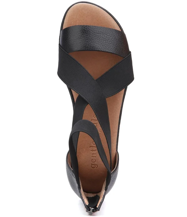 Gentle Souls by Kenneth Cole Women's Break Elastic Sandals - Black