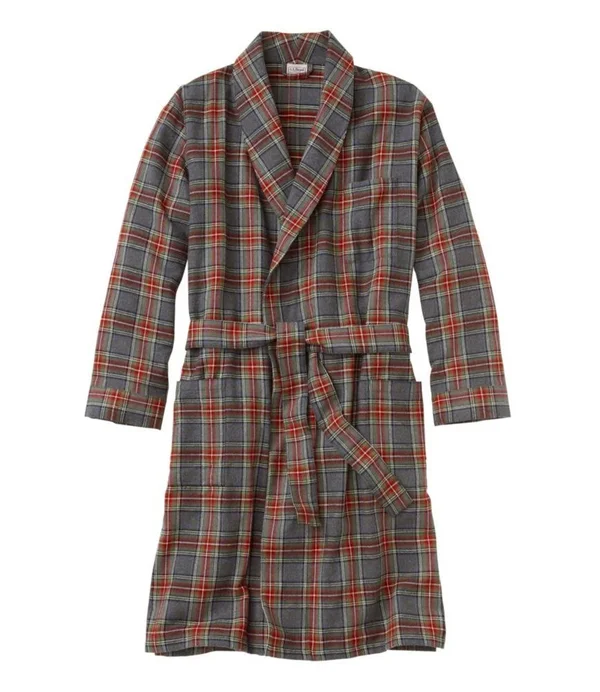 Men's Scotch Plaid Flannel Robe Gray Extra Large - L.L.Bean