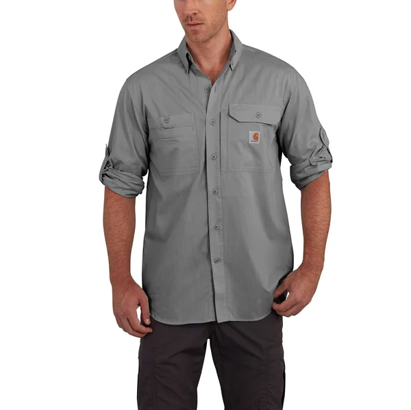 Carhartt Force Ridgefield Solid Long Sleeve Shirt - Men's Asphalt