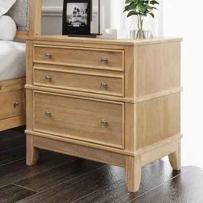 Ailish 3 - Drawer Solid Wood Nightstand in Natural Darby Home Co