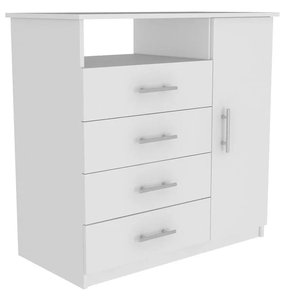 Tuhome Modern Engineered Wood White Peru Four Drawer Dresser - CLB5547