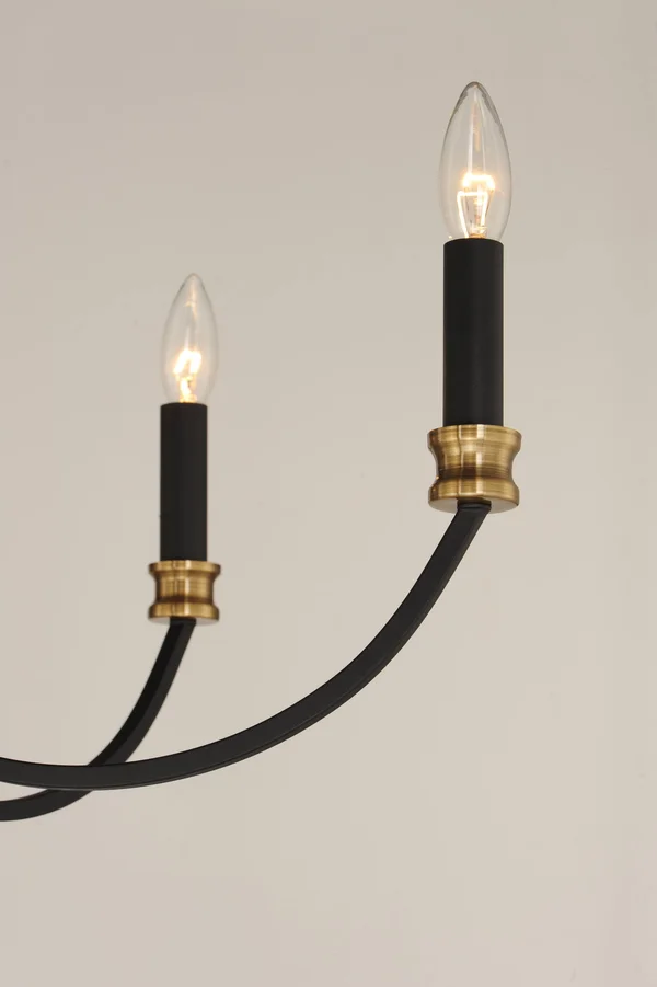 Maxim Charlton 9-Light Chandelier - Black, Antique Brass - 11377BKAB