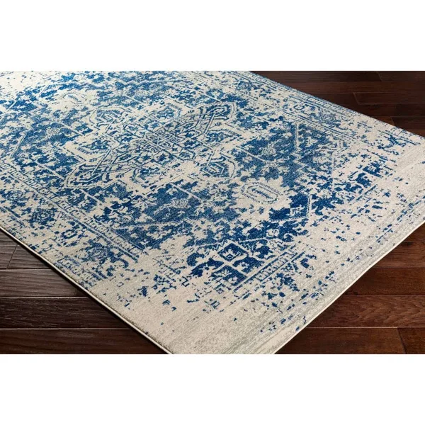 Blue Harput Area Rug Light Gray, Dark Blue, Beige 9&3 x 12&6 by Surya