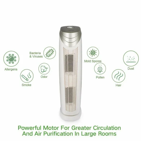 Hunter Ht1701 HEPA+ Air Purifier with Viro-Silver Technology for Large-Sized Rooms - Champagne Gold White