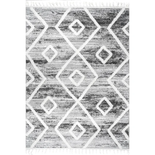 6&7x22x9& Rectangle Loomed Diamond Area Rug Gray - nuLOOM