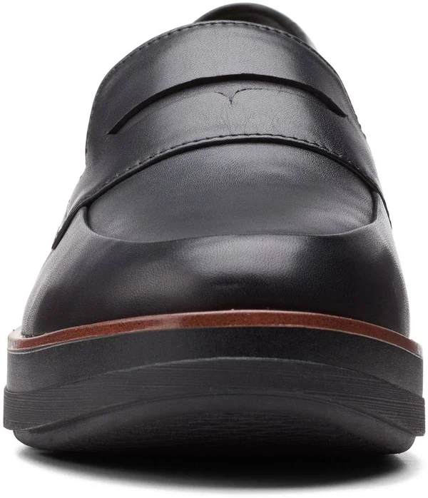 Clarks Shaylin Step Wedge Penny Loafer - Size 10 in Black Leather at Nordstrom