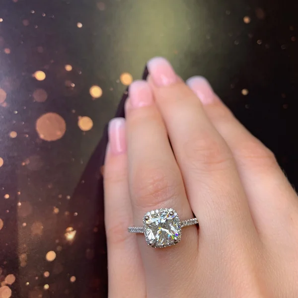 Miadora 14K White Gold Moissanite and Diamond Engagement Ring - 5