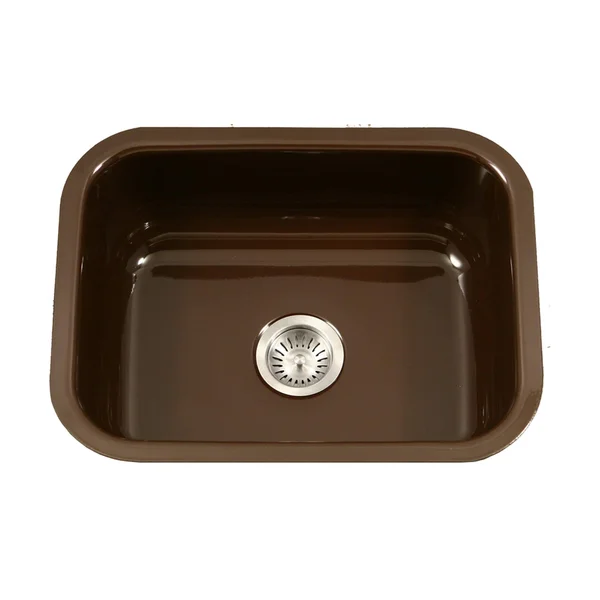 Houzer PCS-2500 Porcela Series Porcelain Enamel Steel Undermount Single Bowl Kitchen Sink - Espresso