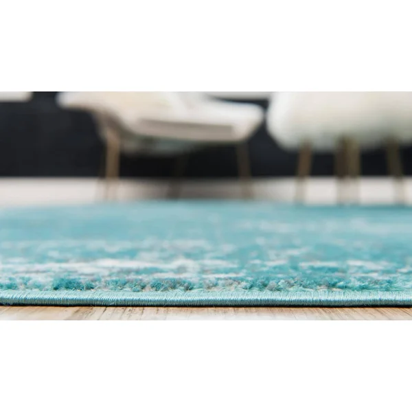 Unique Loom Casino Sofia Area Rug - Turquoise - 8& 0 x 8& 0 Square