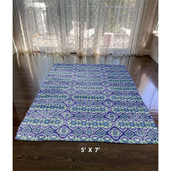 Opal Cross Floral 5x7 Dobby Rug Without Non-Skid Mat by Amrita Sen Blue Green - CARug4Dob_Single