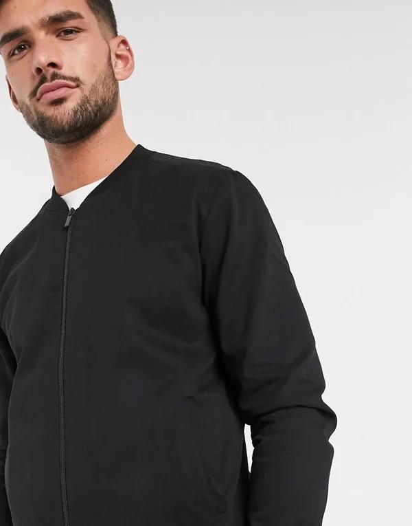 New Look Lightweight Cotton Bomber Jacket in Black