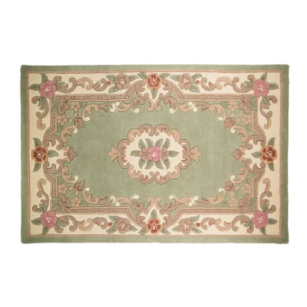 Flair Rugs Lotus Premium Aubusson Traditional Floral Patterned Floor Rug Green Floor Rug