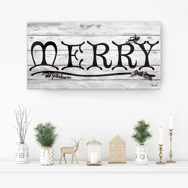 &Merry& Holiday Canvas Wall Art, Ready2HangArt 24x22 W x 12x22 H