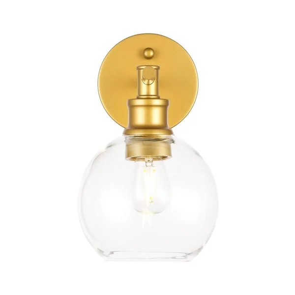 Collins 1-Light Upward Wall Sconce - 9.8/6 - 9.8/6 - Brass/Frosted