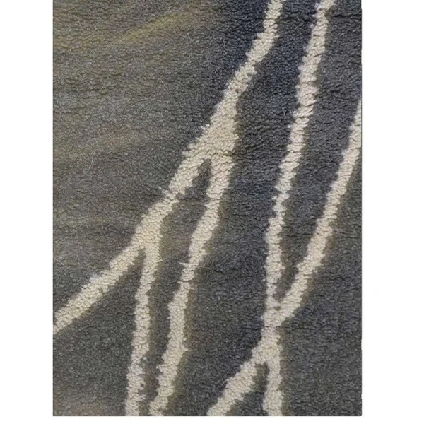 Rugsource Grey/White Indian Hand Tufted Wool Solid Indoor Oriental Area Rug