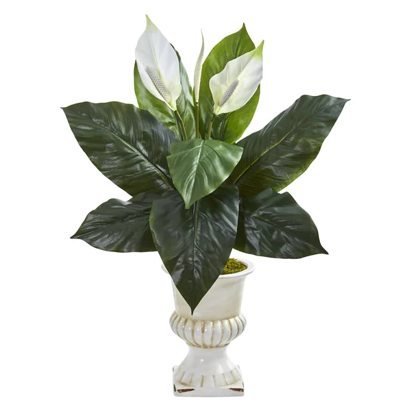 Nearly Natural 8236 Spathifyllum Artificial Plant in White Urn