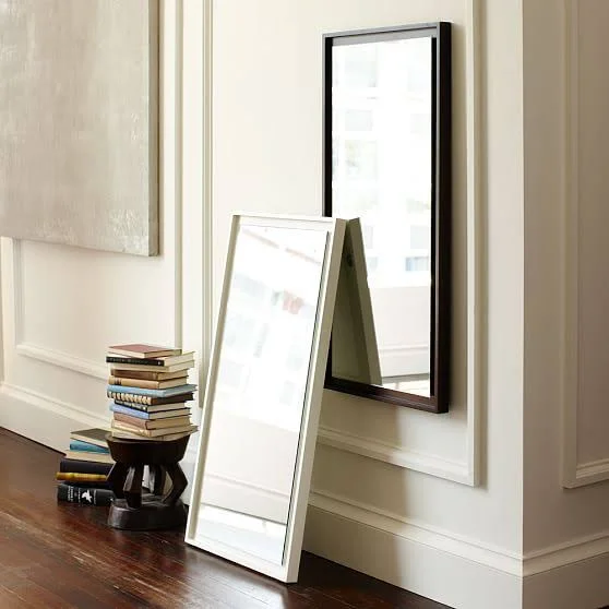Floating Wood Wall Mirror - White Lacquer - Mirrors - Wall Decor - Home Decor
