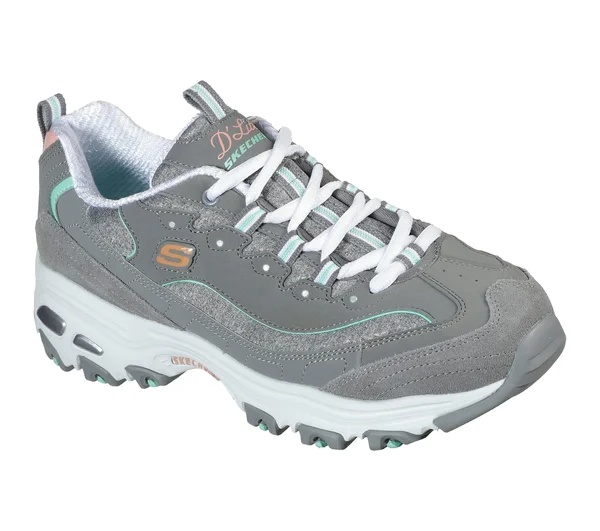 Skechers Women's D&Lites - Sparkling Rain Sneakers, Gray, Multi, 11.0