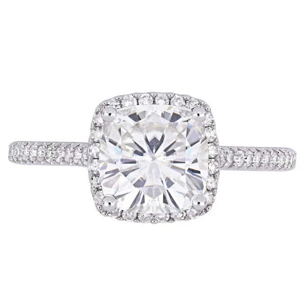 Miadora 14K White Gold Moissanite and Diamond Engagement Ring - 5