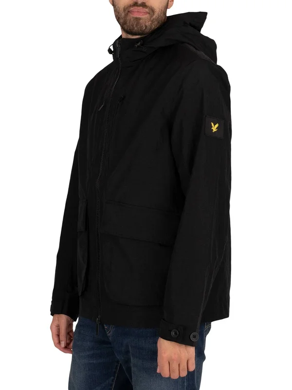Lyle & Scott Mens&s Hooded Jacket - Jet Black, JK1425V-Z865, Size: M