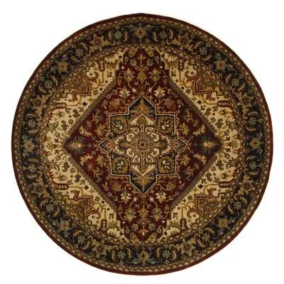 Astoria Grand Carnasheeran Hand-Tufted Wool Black/Red Area Rug, Size: Round 8&