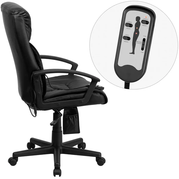 Flash Furniture High Back Massaging Leather Executive Office Chair - Black