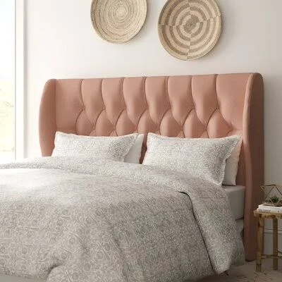 Dollison Tufted Linen Upholstered Wingback Headboard Mistana Size: Queen