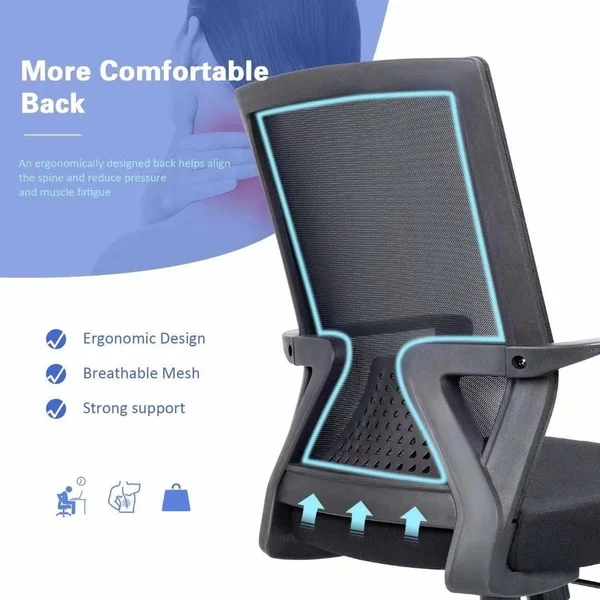 Homall Office Chair Mid Back Mesh Chair Swivel Computer Chair Lumbar Support Desk Task Chair Ergonomic Executive Chair - Black