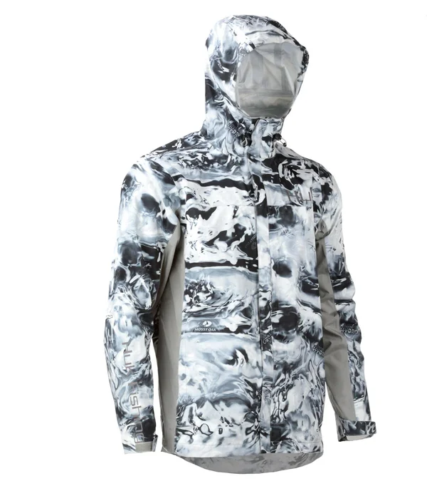Men's Huk CYA Camo Packable Rain Jacket, Hydro Ice