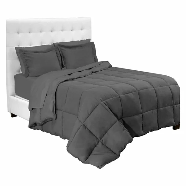 Bare Home Bed-in-a-Bag Down Alternative Comforter & Sheet Set - Comforter Set: Grey - Sheet Set: Grey - California King