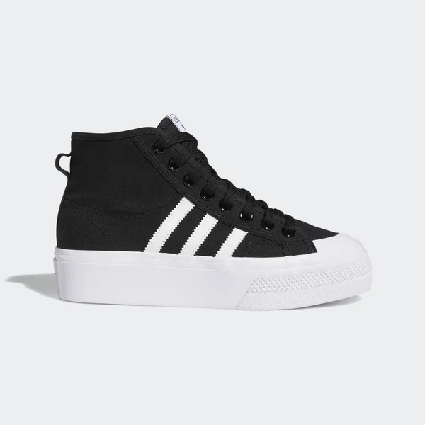 Adidas Women's Originals Nizza Platform Mid Casual Shoes in Black/Core Black Size 6.5