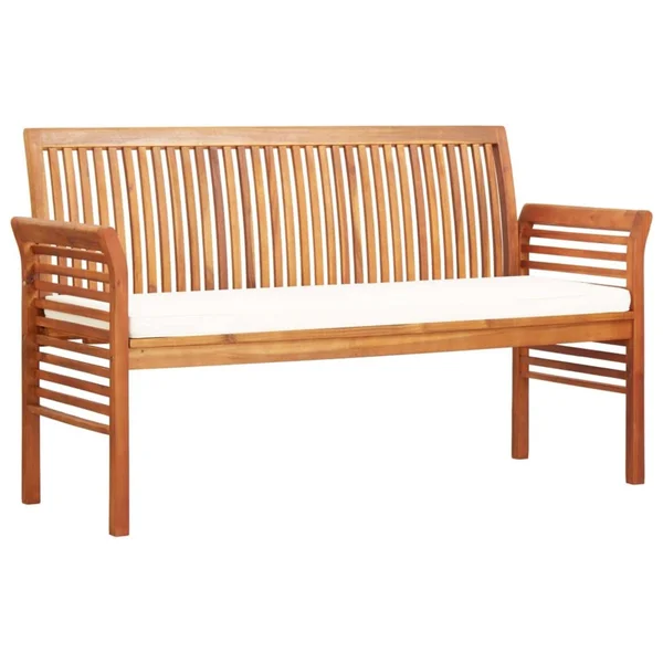 vidaXL 3-Seater Garden Bench with Cushion 59x22 Solid Acacia Wood, 45968