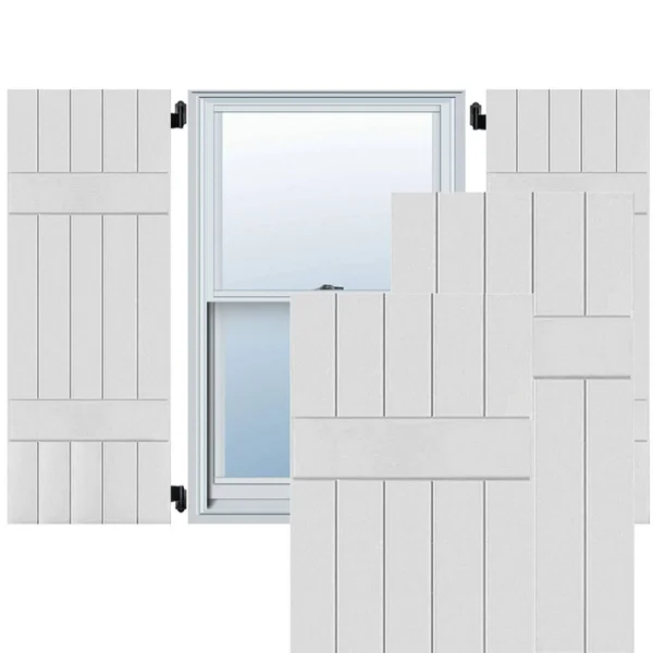Noralco Industries, Inc. RWB18X078PRP 18x22W x 78x22H Exterior Five Board (2 Batten) Real Wood Pine Board-n-Batten Shutters (Per