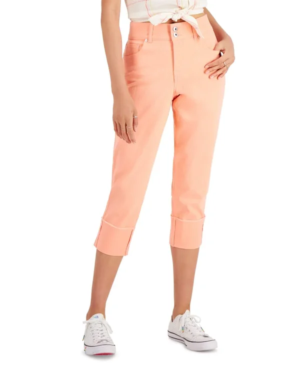 Style & Co High Cuffed Capri Jeans, Created for Macy&s - Geranium Petal