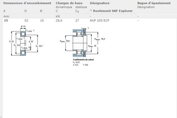 Roller Bearing NUP205-ECP-SKF - 25x52x15 mm