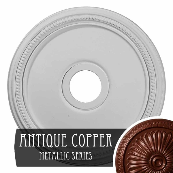 18x22OD x 3 5/8x22ID x 1 1/8x22P Diane Ceiling Medallion (Fits Canopies Up to 5 3/8x22) - Hand-Painted Silver